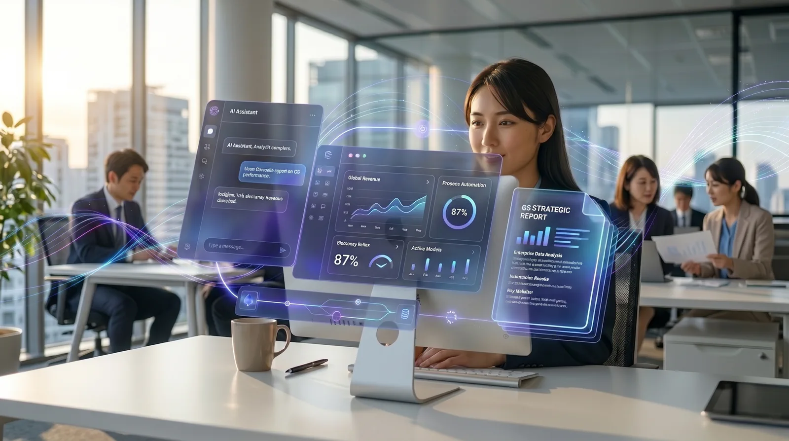 AI Crewがチームの一員として業務を分担するイメージ